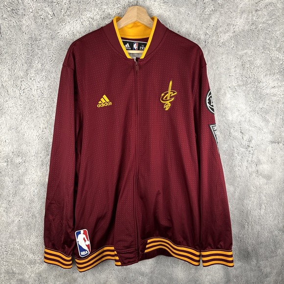 Cleveland Cavs Adidas Jacket Warmup NBA On-Court 2015-16 LeBron Kyrie Red Sz 2XL